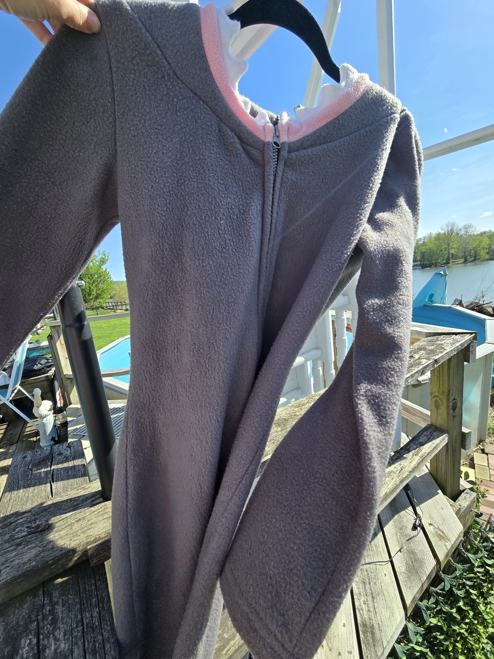 Gray Shark Hoodie Zipup with Tail And Fin Sleeves - Picture 4 of 8